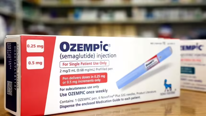 A box of Ozempic semaglutide injection on a counter.